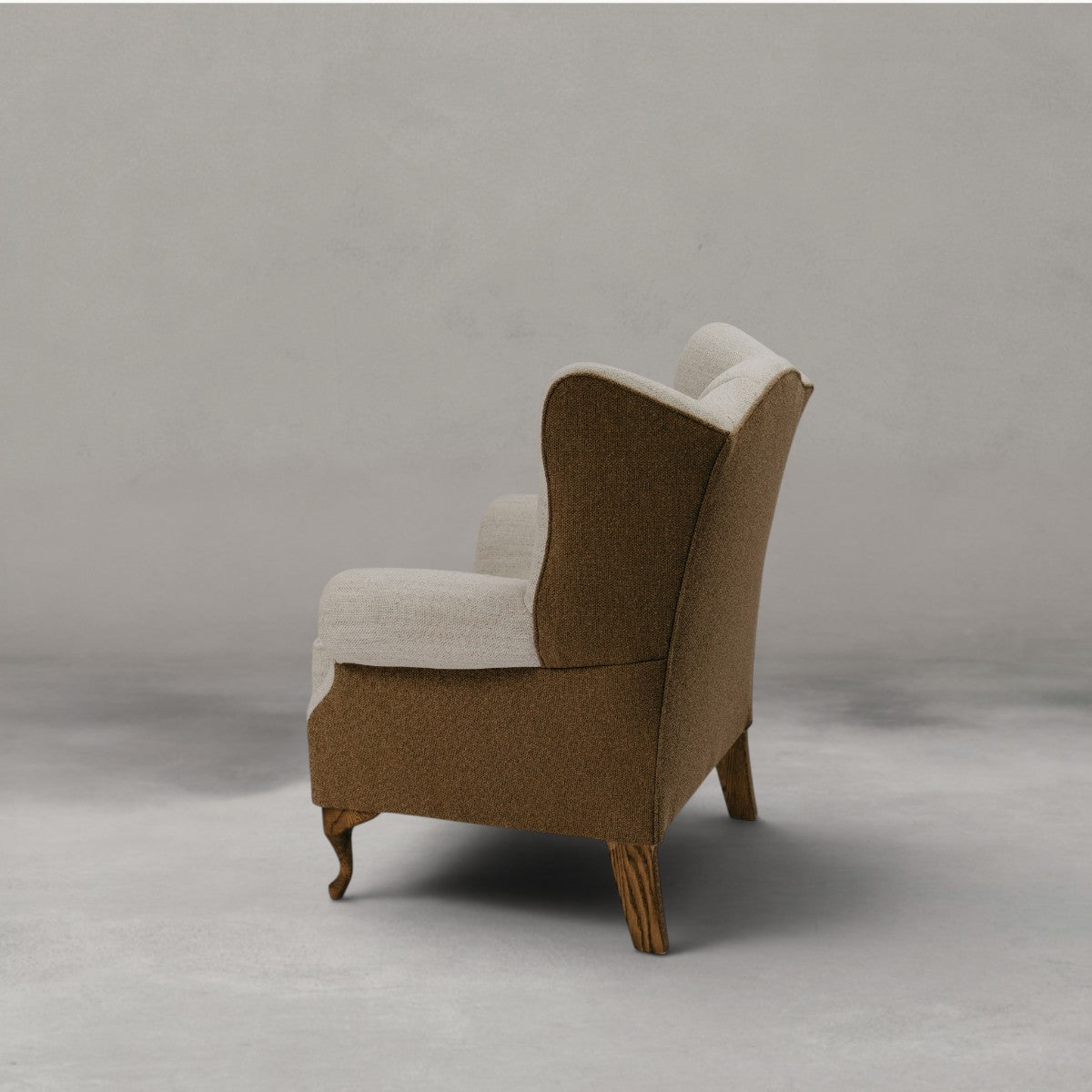 HANKI Verin Wingback stone brown chair angled view