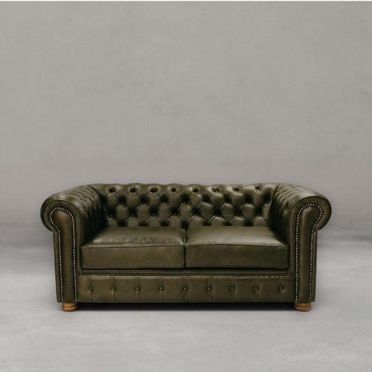 HANKI Dorne Chesterfield leather sofa front view