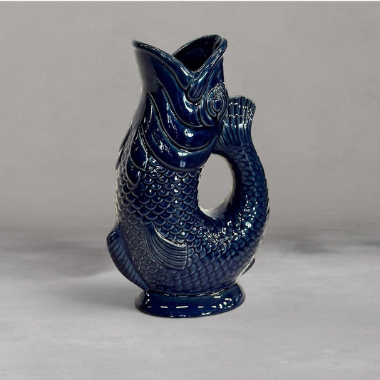 HANKI Koi Fish Jug navy blue ceramic fish jug