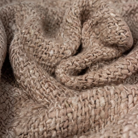 HANKI Throw Sand neutral cotton throw with black stitching