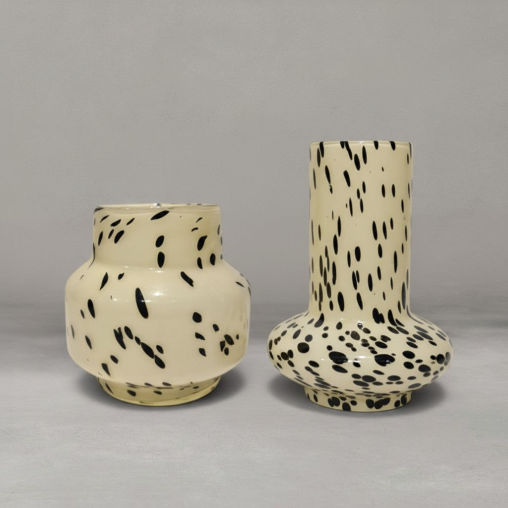 HANKI Black Spot Vase grouping in medium and tall graphic ceramic