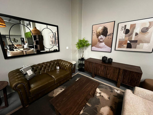 HANKI Dorne Chesterfield leather sofa styled in the George showroom