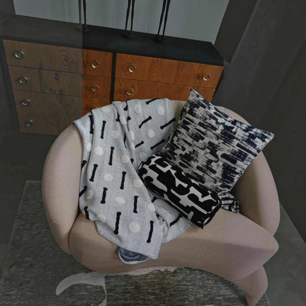 HANKI Throw Grey abstract patterned textured throw