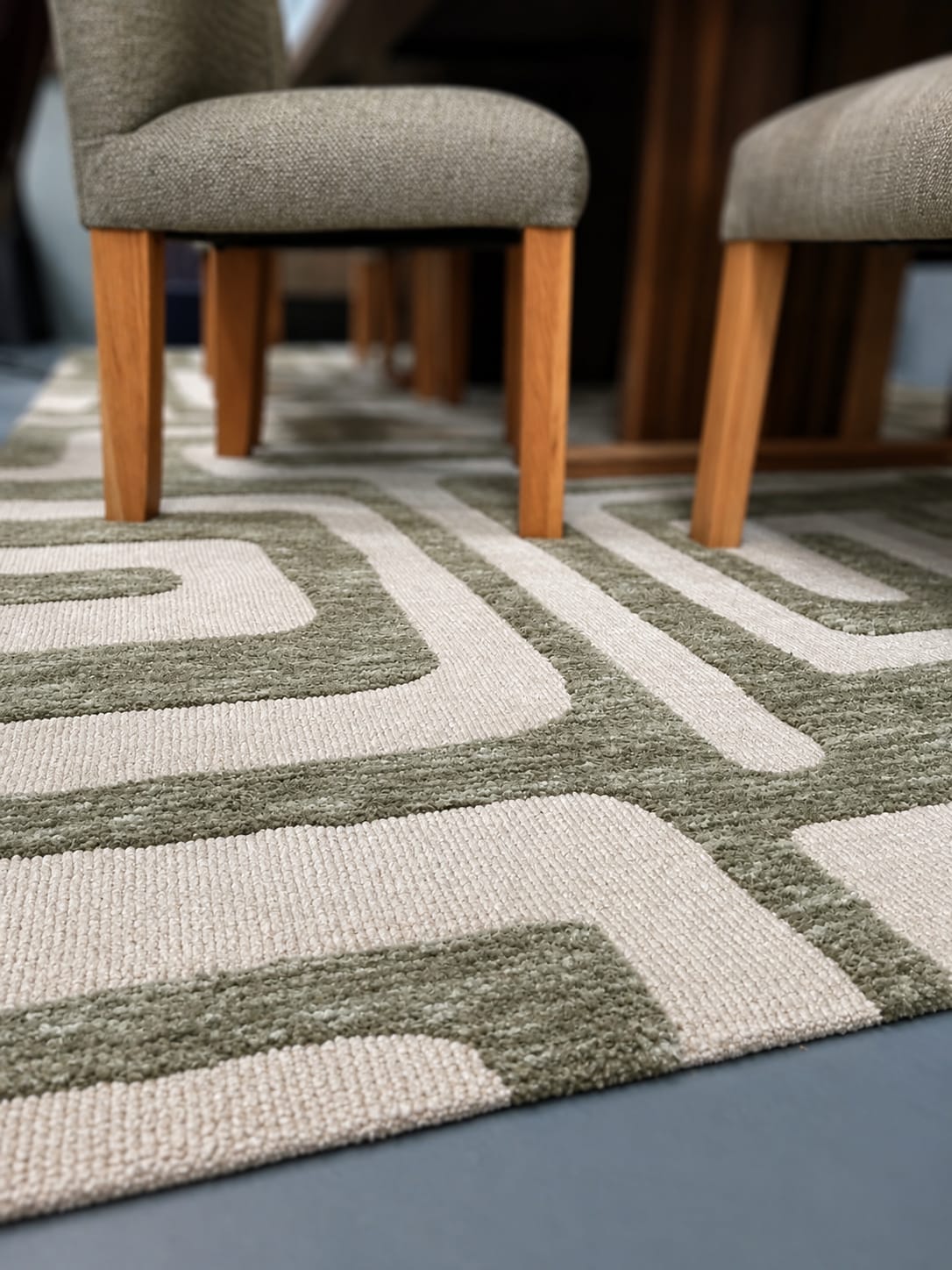 HANKI Mystery Sage rug by Hertex styled in the George showroom