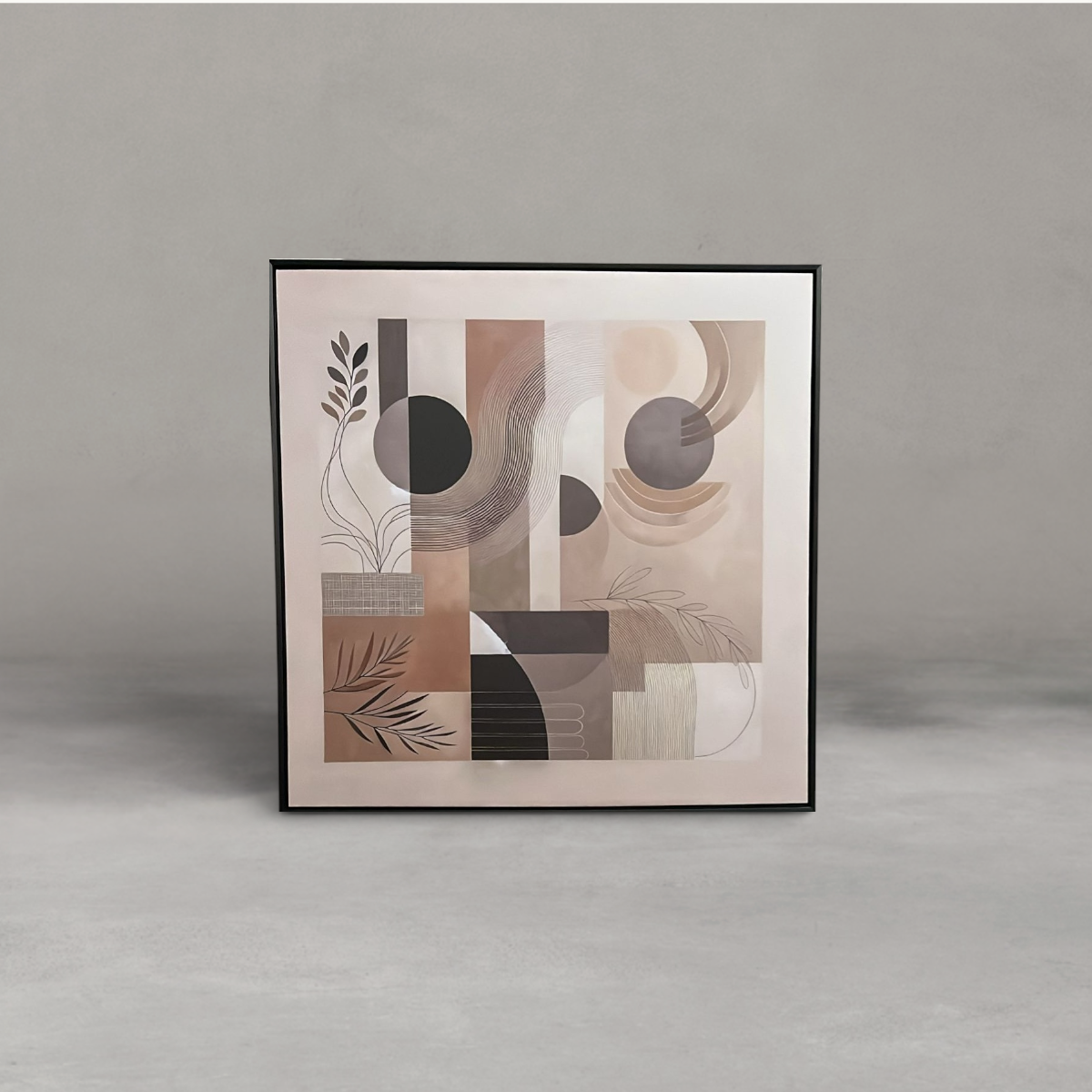 HANKI Harmony abstract geometric canvas wall art in rust, taupe and charcoal tones