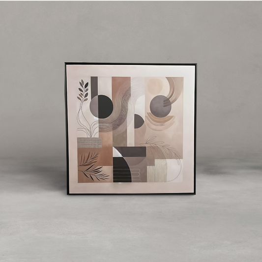 HANKI Harmony abstract geometric canvas wall art in rust, taupe and charcoal tones