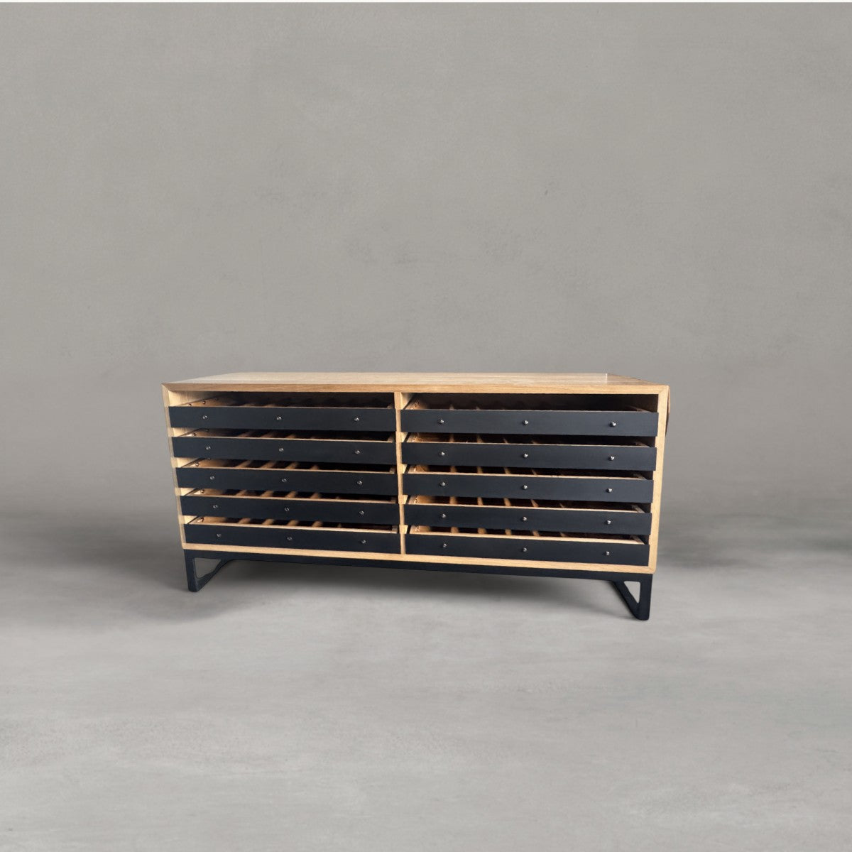 HANKI Talwyn luxury wine display timber steel open rack