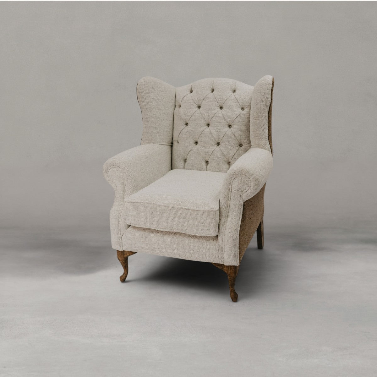 HANKI Verin Wingback stone brown luxury wingback chair front view