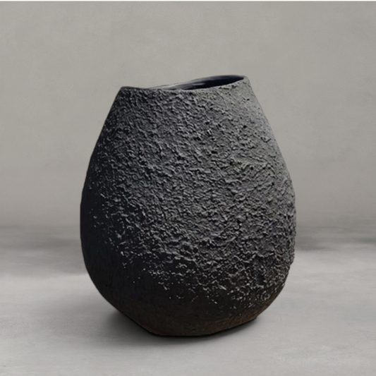 HANKI Boucle Bulb Vase Black textured ceramic bouclé décor