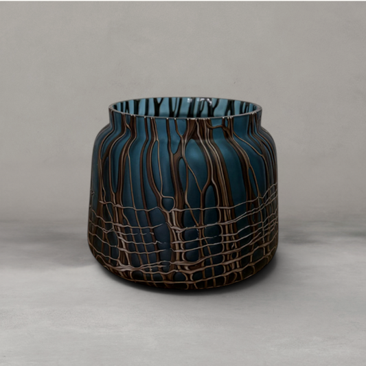 HANKI Brown Thread Vase Short woven texture earthy ceramic décor