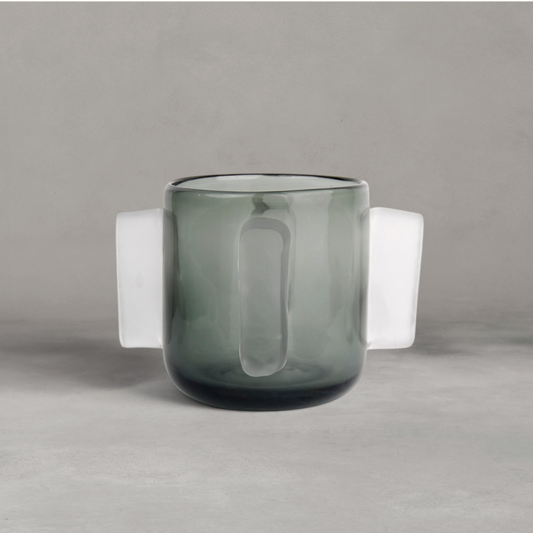 HANKI Kelly Vase smoked glass frosted architectural handles décor vase