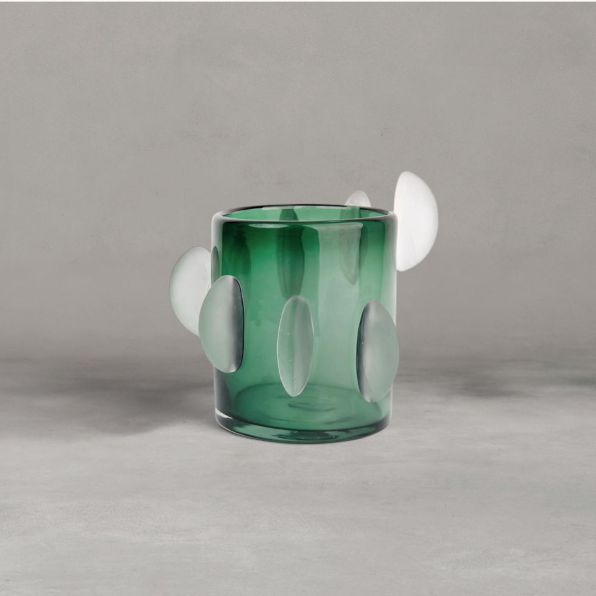 HANKI Rosie Green Vase forest green glass frosted oval detail décor vase