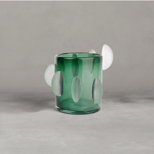 HANKI Rosie Green Vase forest green glass frosted oval detail décor vase